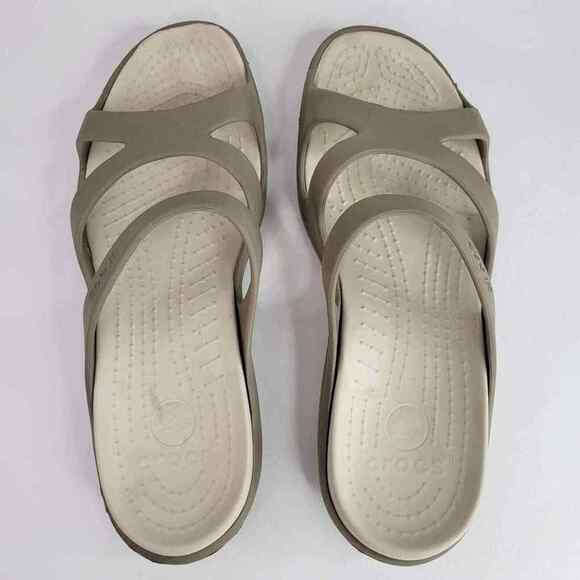 Crocs Patricia Wedge Slide Sandal Womens Size 10 Beige Brown Tan - Picture 7 of 8
